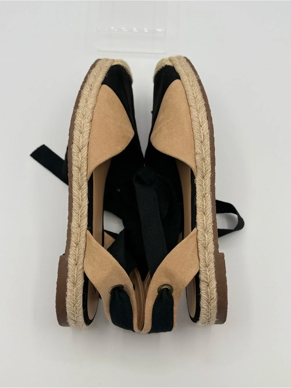 ZARA Women's Two-Tone Black Beige Suede Lace Up Espadrilles Size 9 - Picture 4 of 10